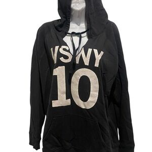 VICTORIA’S SECRET VSNY10 Black Hoodie Sweatshirt Size Large